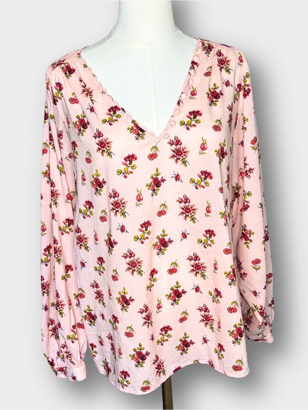Madewell Raglan Peasant Top in Countryside Blooms Pink Floral Medium